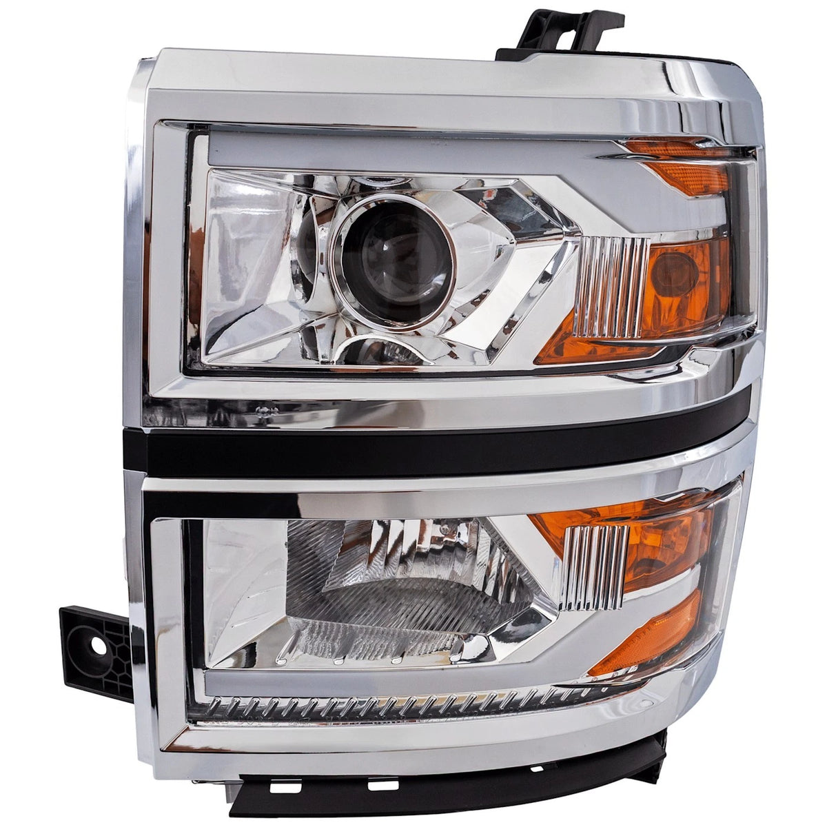 Projector Headlight Set for Chevrolet Silverado 1500 (2014–2015) Halogen Chrome