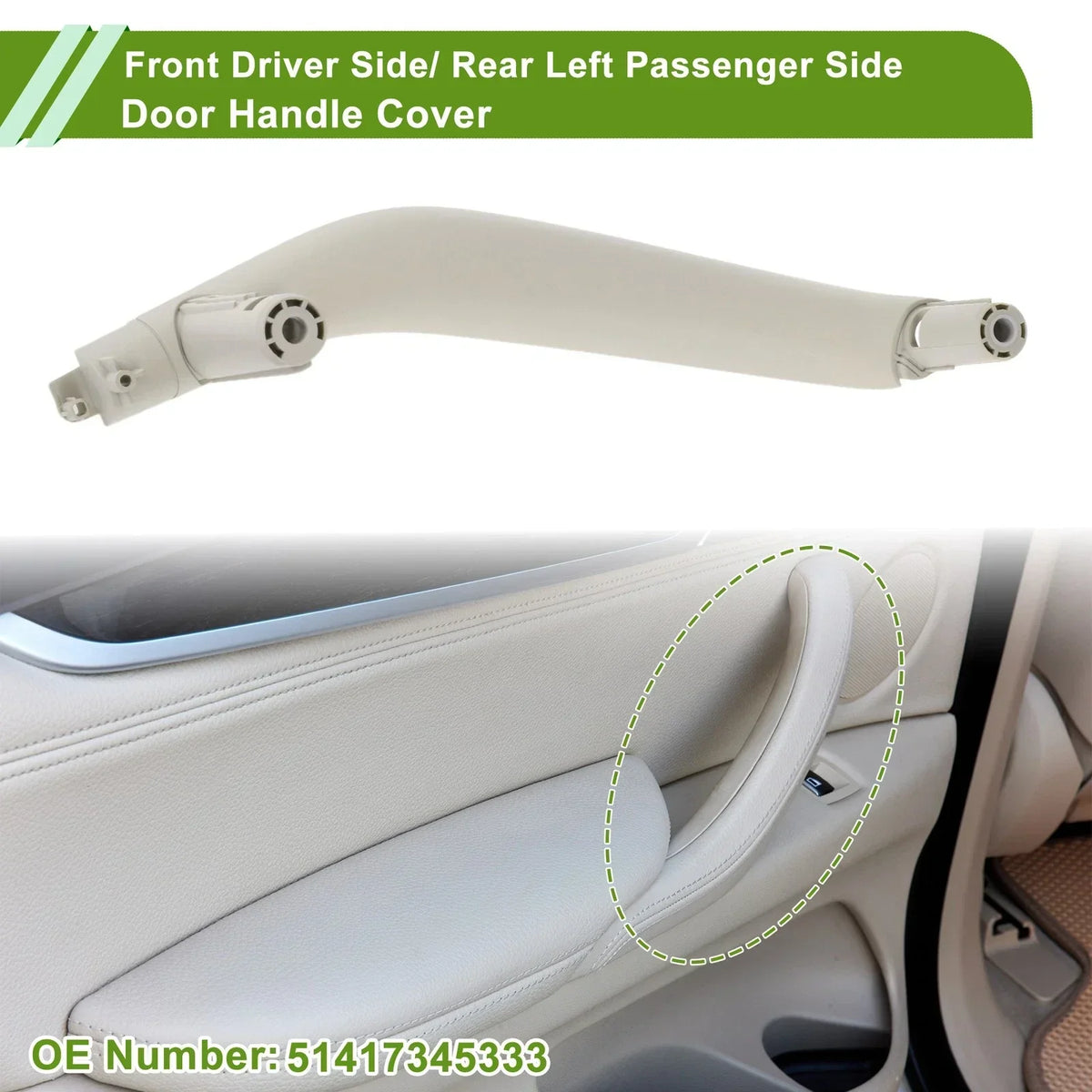 Door Handle Trim Cover Gray White for BMW X5 (2014-2018)