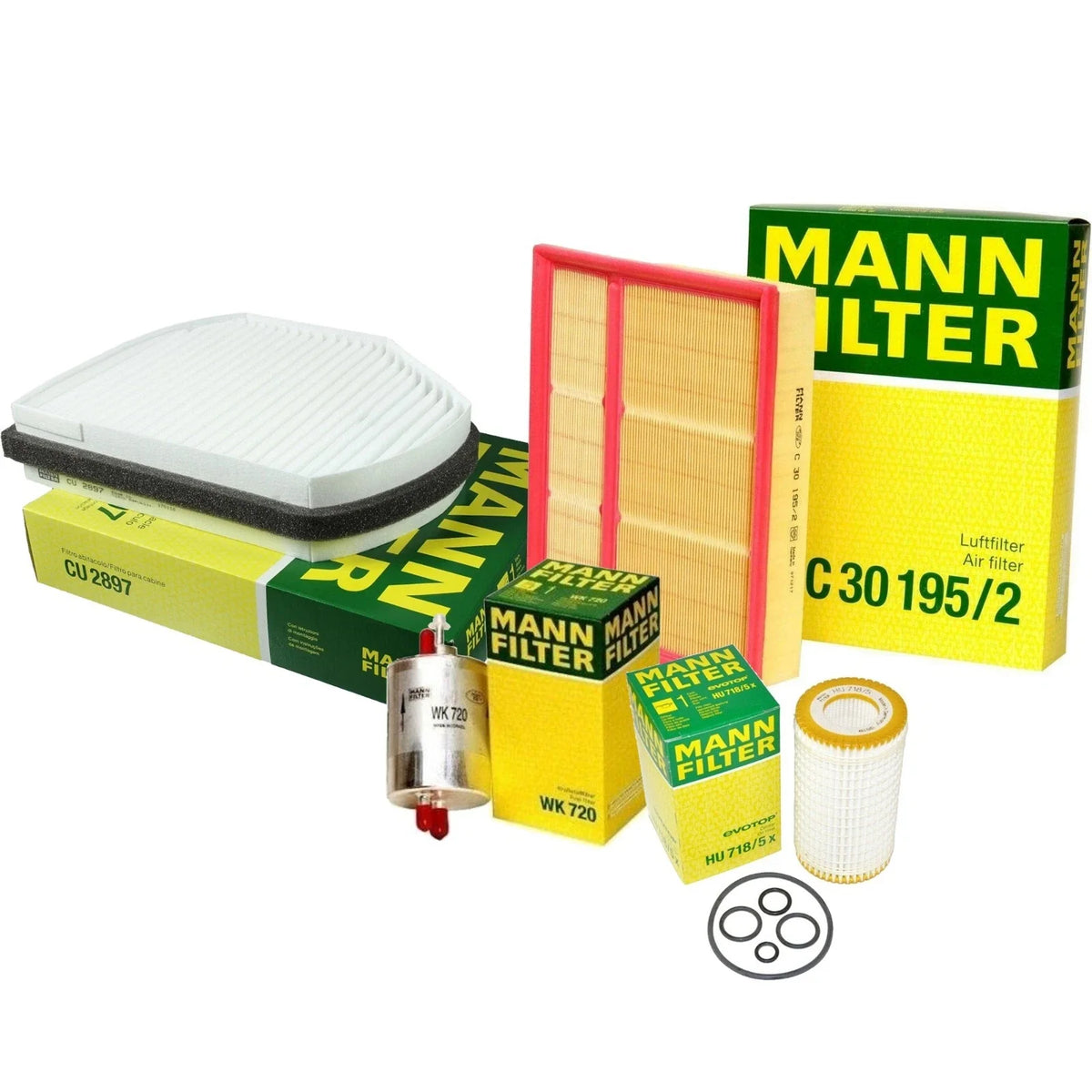Mann Oil Air Fuel Filter Service Kit for Benz W202 C208 (1993–2000)