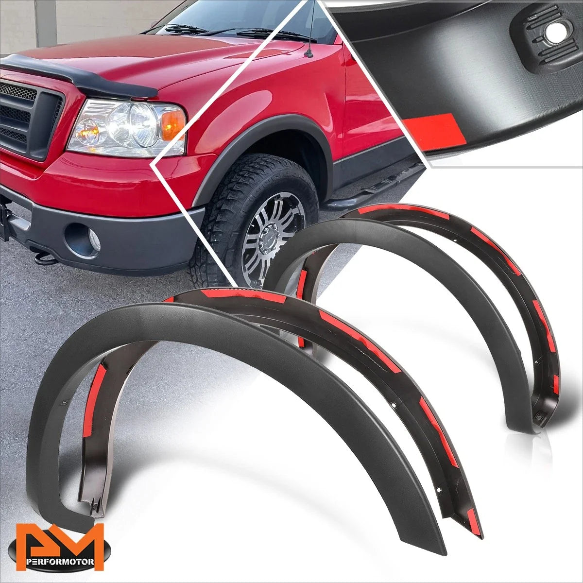 4-Piece Wheel Fender Flares in Matte Black for 2004-2008 Ford F150