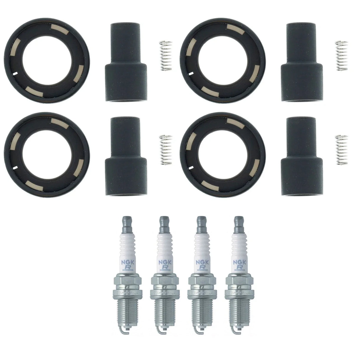 NGK 4 Spark Plugs & Denso Coil Boots Kit for Corolla Prizm (1998–2002)