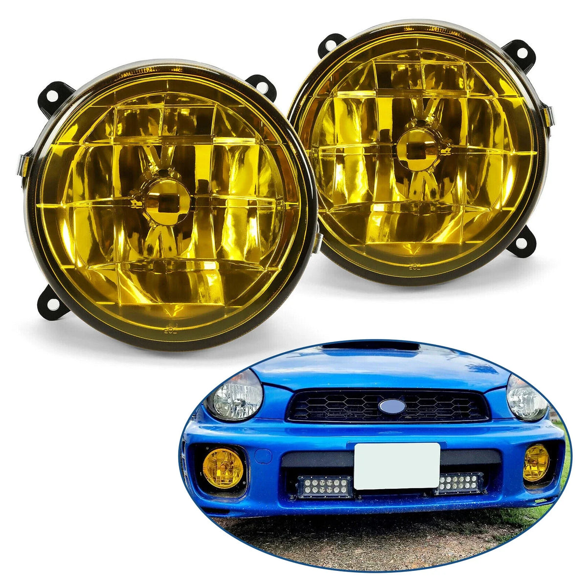 Fog Lights Set of 2 with Yellow Lens for Subaru Impreza 2002-2003