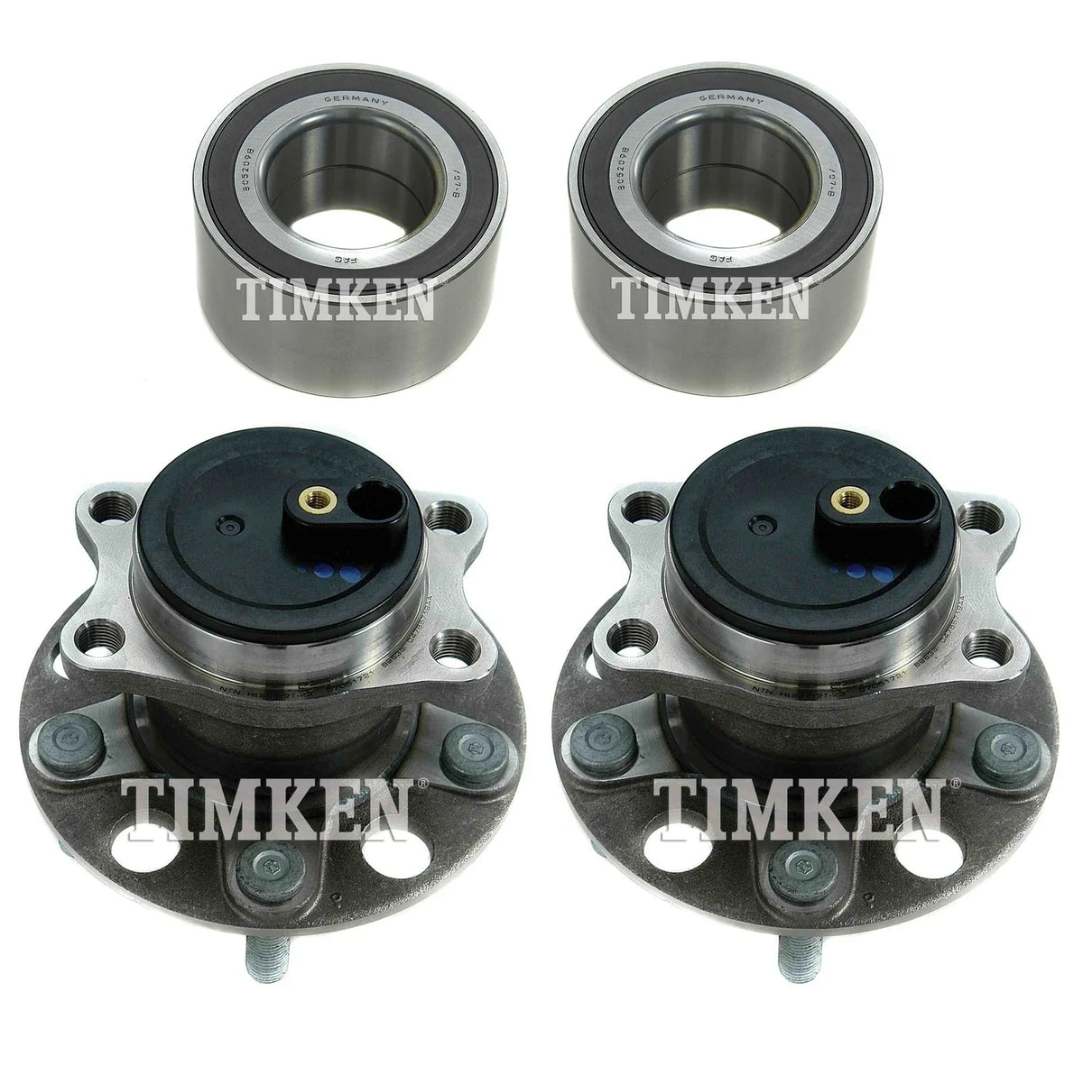 Front & Rear Wheel Bearings & Hubs Kit for Dodge Caliber (2007–2012)