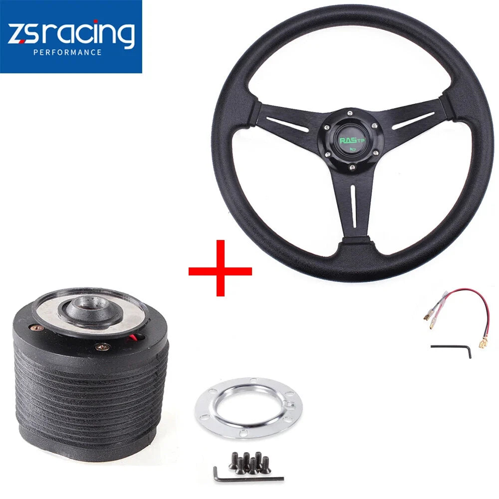 Racing Steering Wheel 14" + Hub Adapter 6 Bolts for Mustang 1984-2004