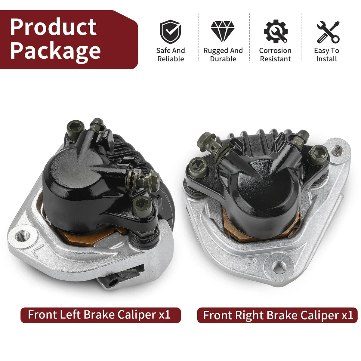 Front Left & Right Brake Caliper Assembly w/Pads for Goldwing 1000 (75-77)