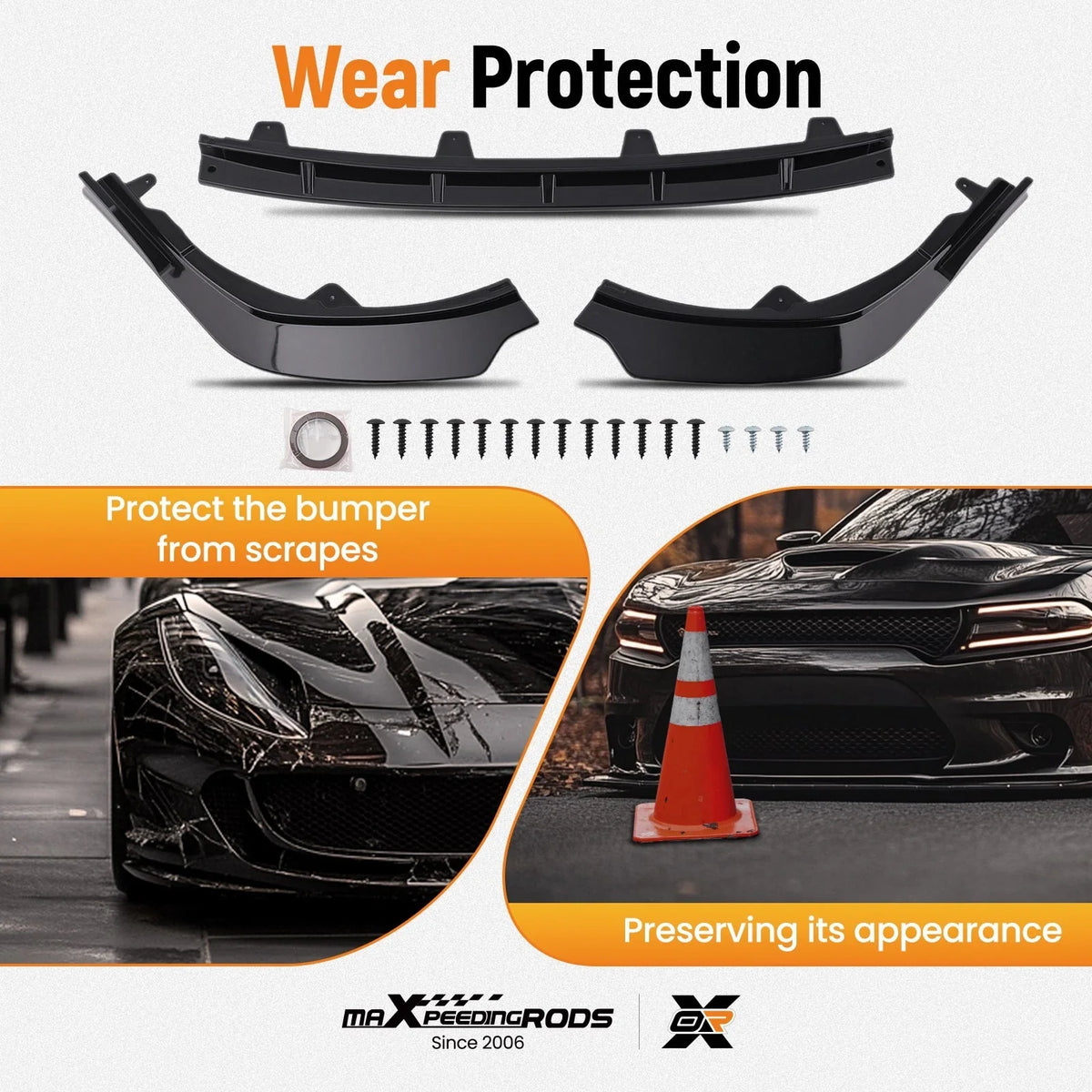 Front Bumper Kit Protection Lip Spoiler for Toyota Camry SE XSE (2021–2022)