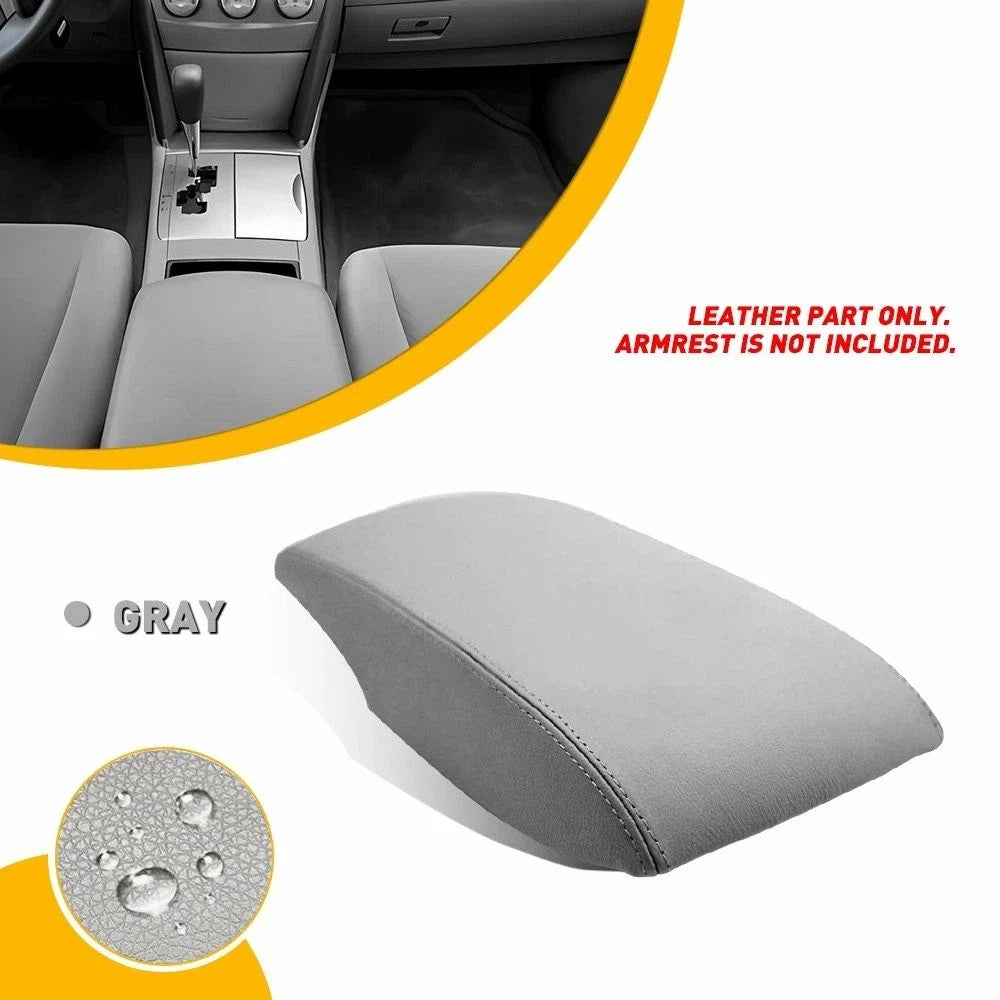 Gray Leather Console Lid Armrest Cover for 2007-2011 Toyota Camry