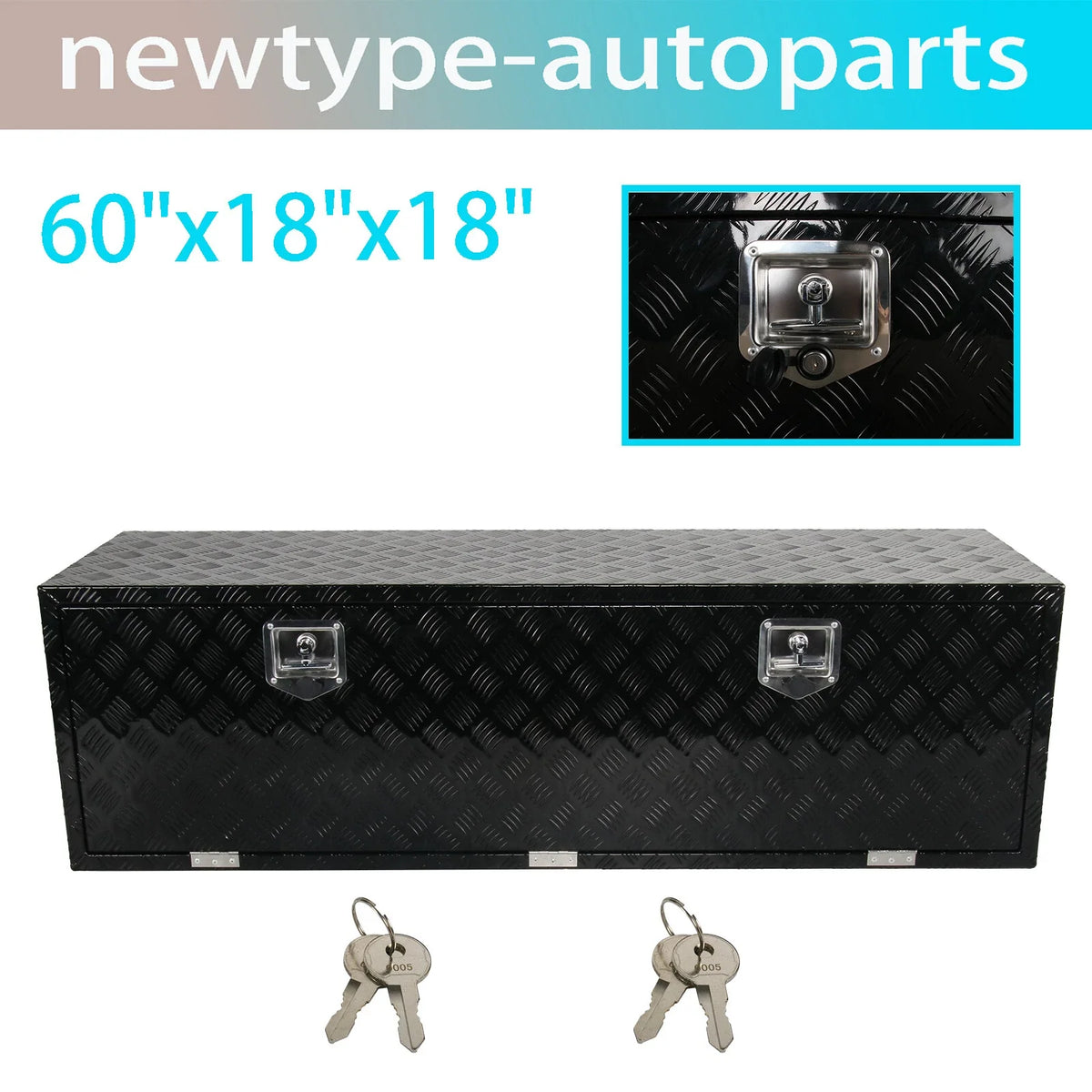 Pickup Truck Tool Box 60" x 18" Black Aluminum (Fits Most Models)