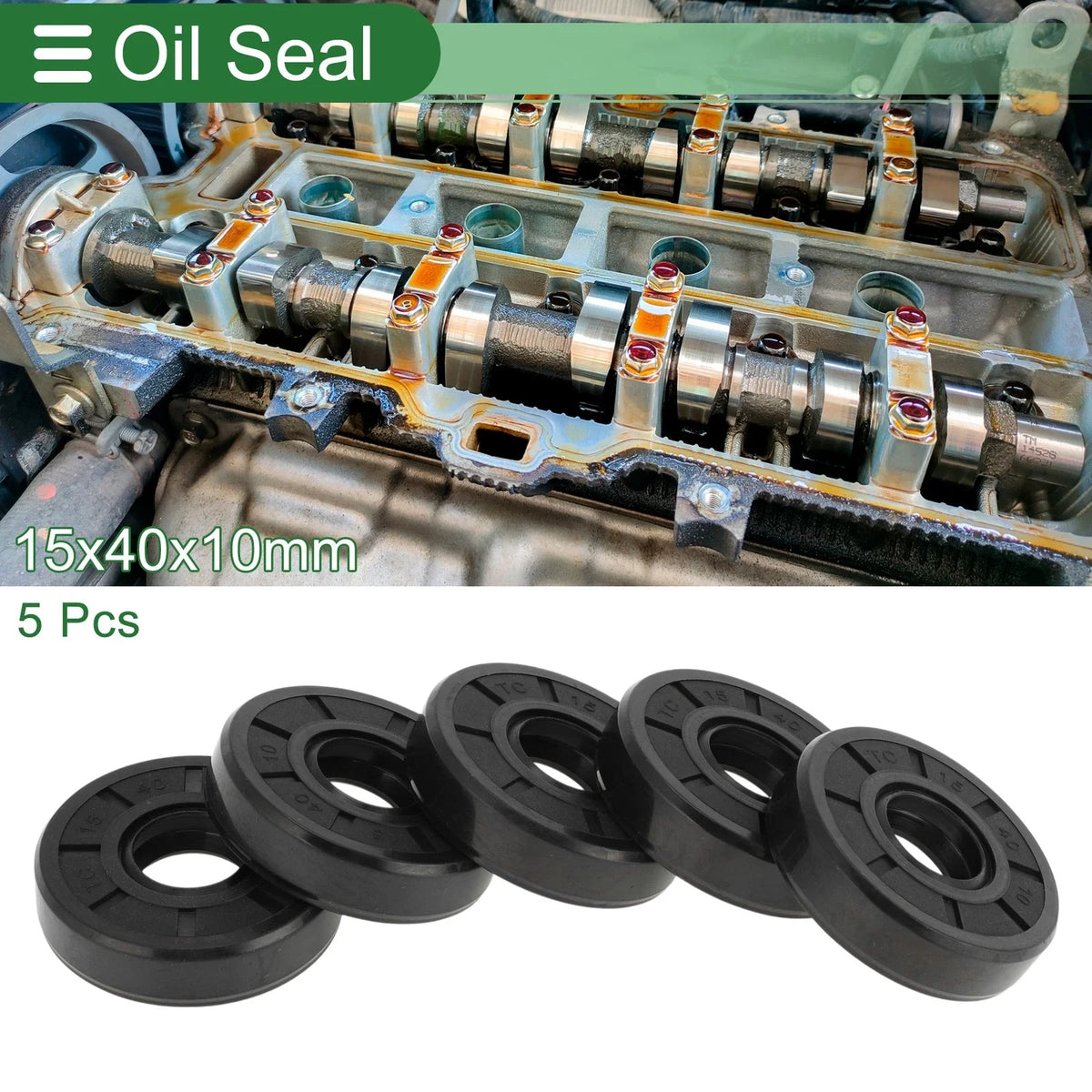 Set of 5 Oil Seal Rotary Shaft Seal NBR Rubber 15x40x10mm
