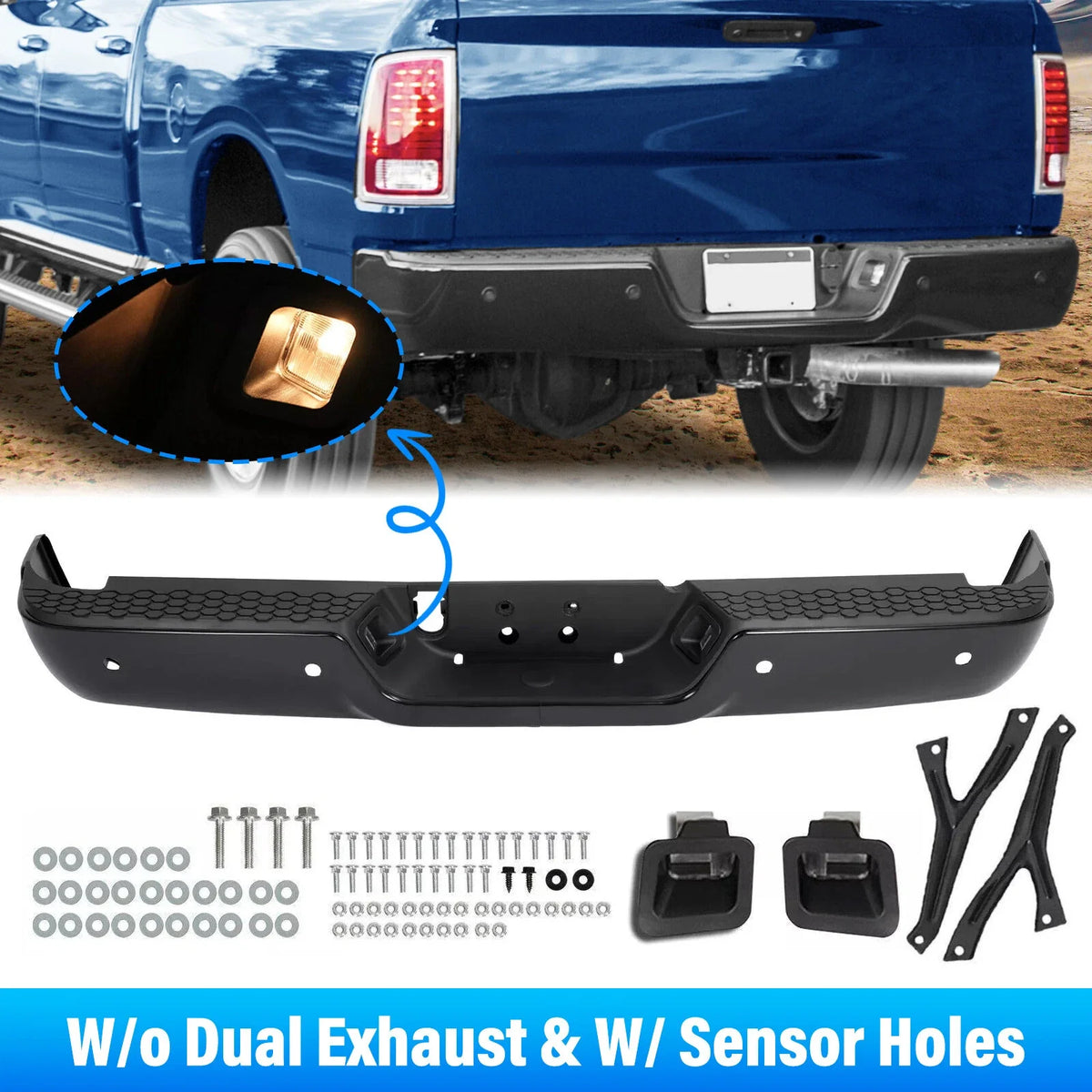 Bumper Assembly Rear for Ram 2500 3500 (2013-2018) with Sensor Holes