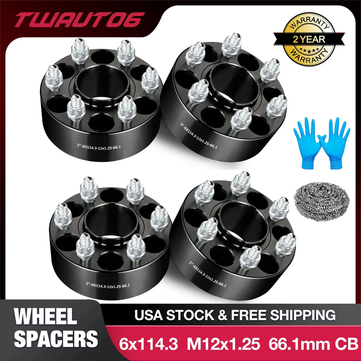 Hubcentric Wheel Spacer Set 2" M12x1.25 for Nissan Xterra Pathfinder 2000-2015