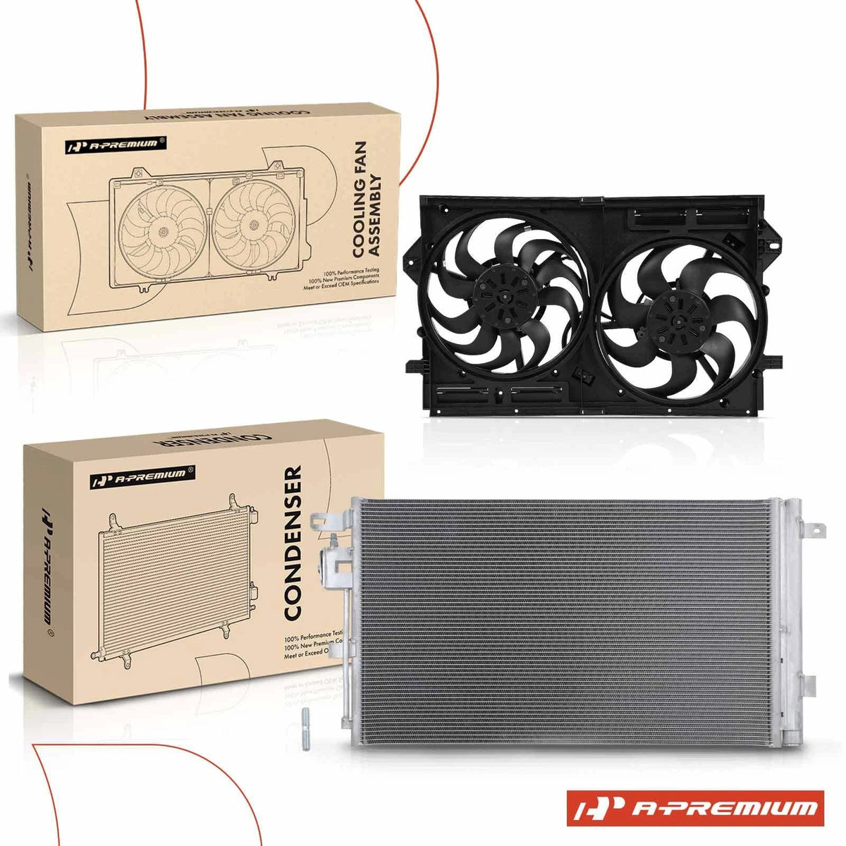 2X AC Condenser & Dual Cooling Fan Kit for Buick Envision (2016–2019)