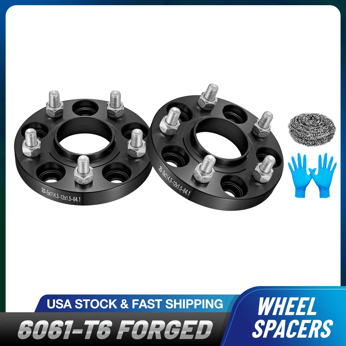 Wheel Spacers 20mm 5x114.3 for Acura Honda Civic (M12x1.5, 64.1mm)