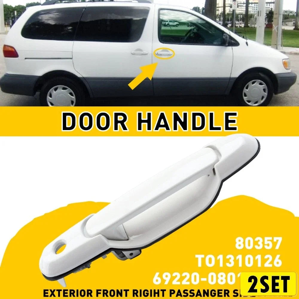 Set of 2 Front Right Passenger Door Handles for Toyota Sienna (1998β2003) TO1310126 80357 W