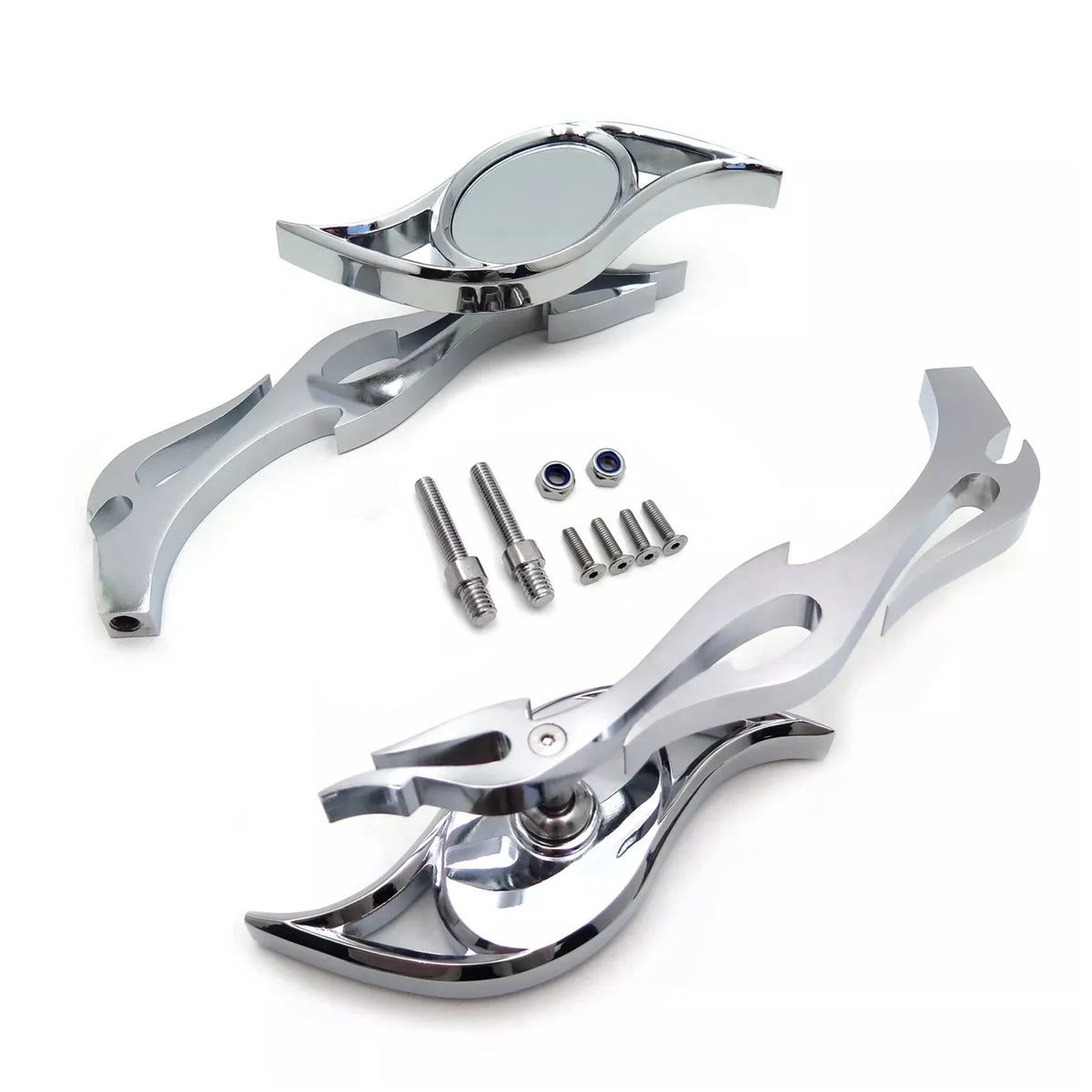 Running Mirror Chrome Billet (Flame) for Honda Suzuki Kawasaki Yamaha
