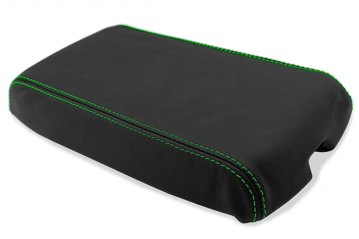 Leather Console Lid Armrest Cover for Chevrolet Camaro (1982–1992) Green Stitch