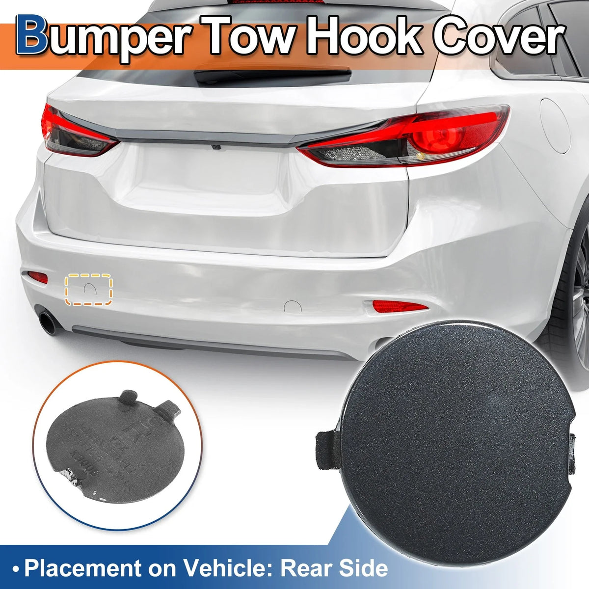 Rear Left Tow Hook Cover for Mazda 6 Atenza (2018–2021) Gray