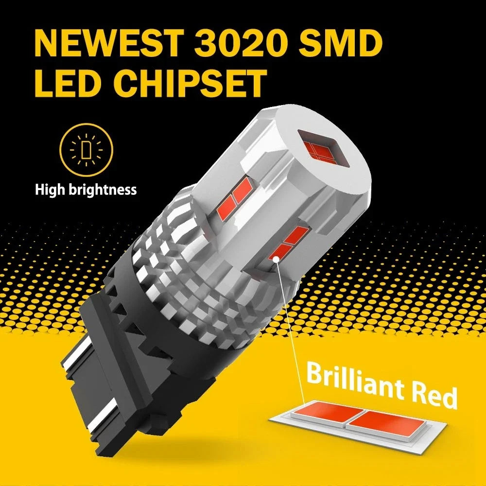 2X Red LED Brake Stop Turn Signal Tail Light Bulbs 3157 3156 3457 4157