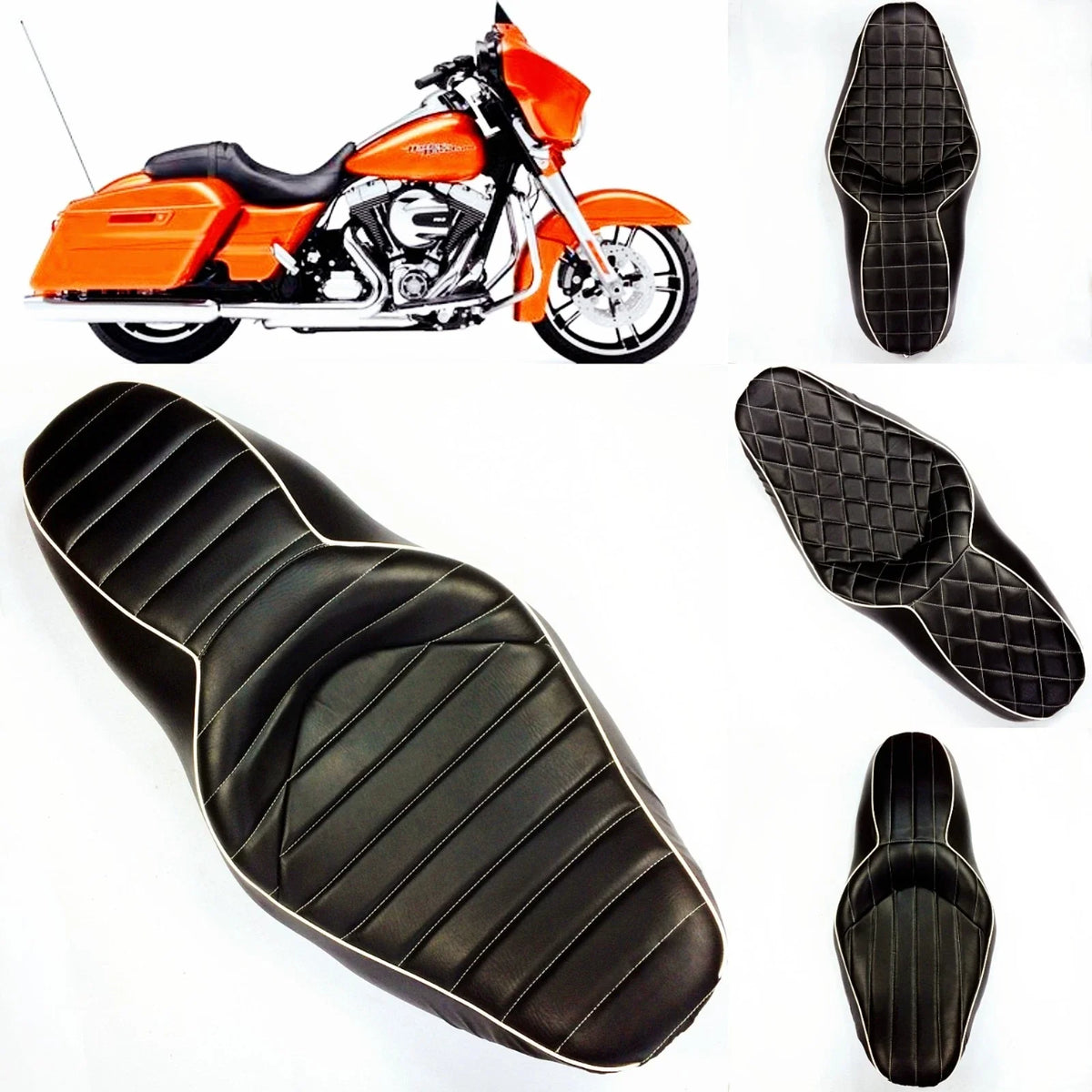 2 Pack of Stitch Seats for Harley Street Glide, Road King (2007–2015)