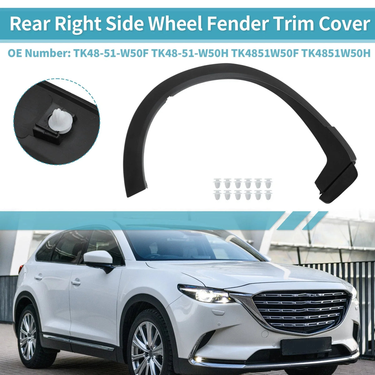 Rear Right Wheel Flare Trim for Mazda CX-9 (2016–2023) TK48-51-W50F