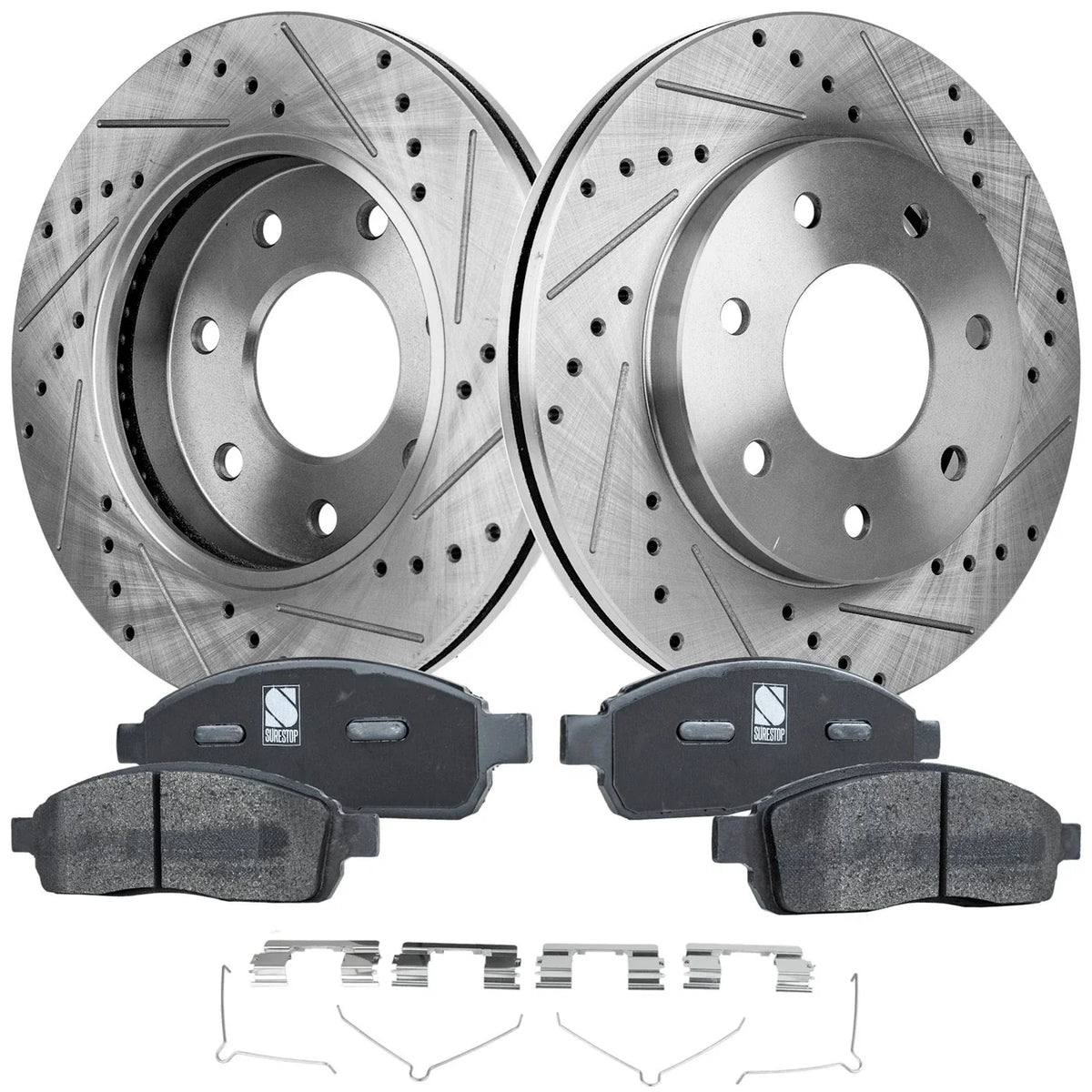 Disc Brake Kit with Pads - Front Cross-drilled Ceramic for Ford F-150 2004-2008