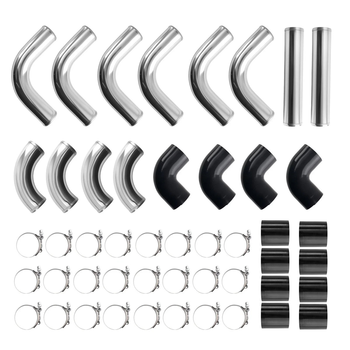 2.5" Intercooler Piping Kit - 12pcs Universal Set with T-Bolt Clamps