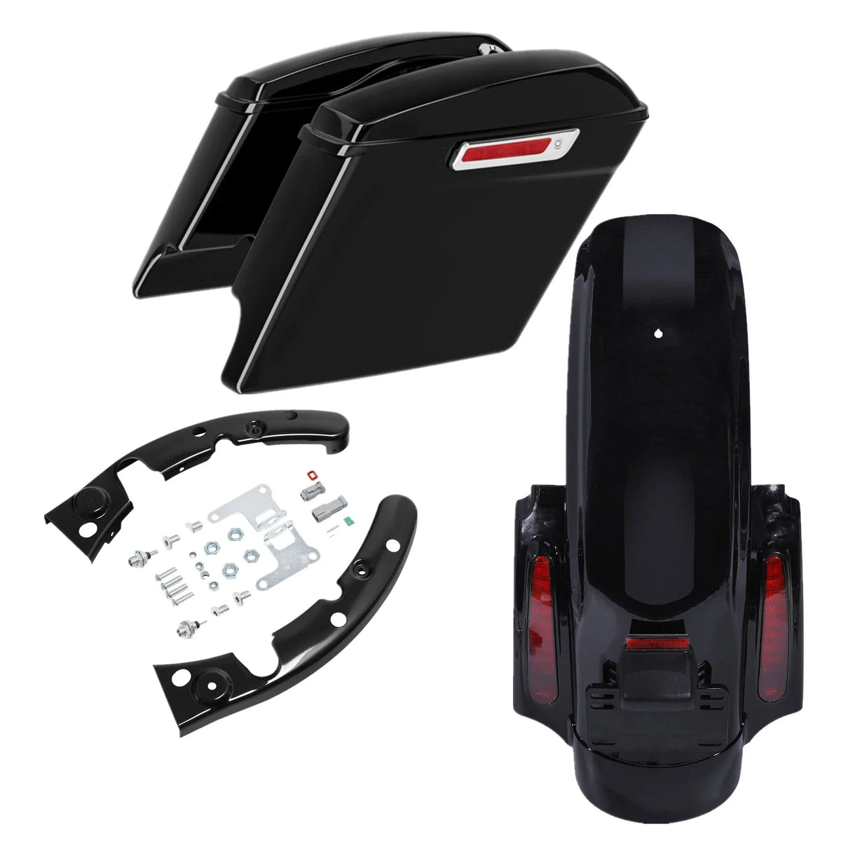 5" Hard Saddlebags with Rear LED Fender for Harley Road Glide 2009-2013