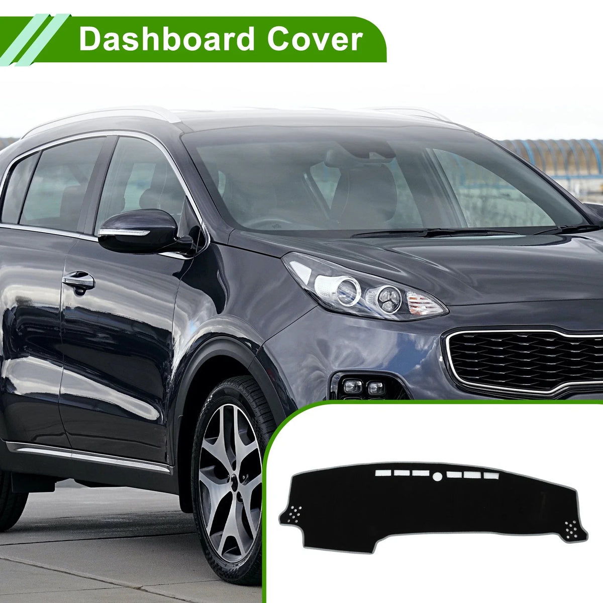 Dashboard Cover for Kia Sonet (2022–2025) Polyester Black Gray 1 Pc