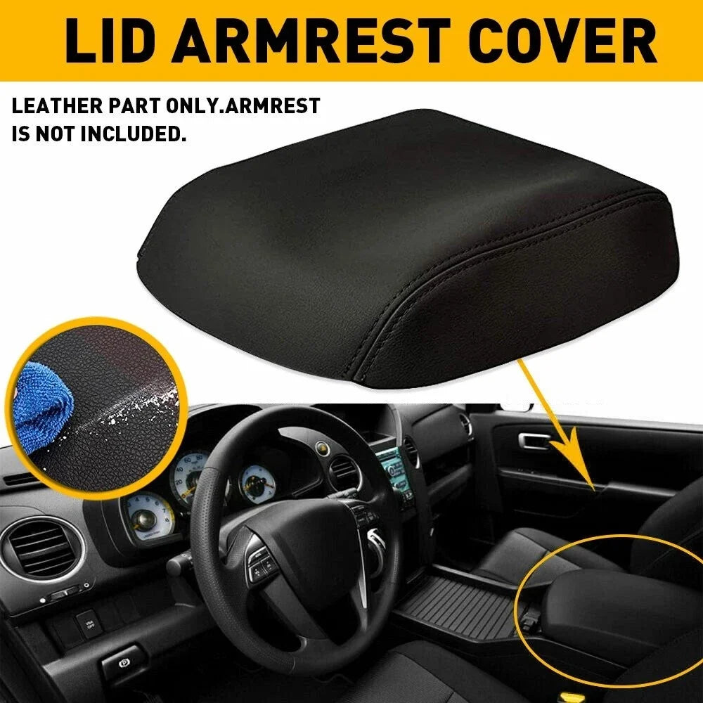 Leather Center Console Lid Armrest Cover Trim for Honda Pilot (2009–2015)