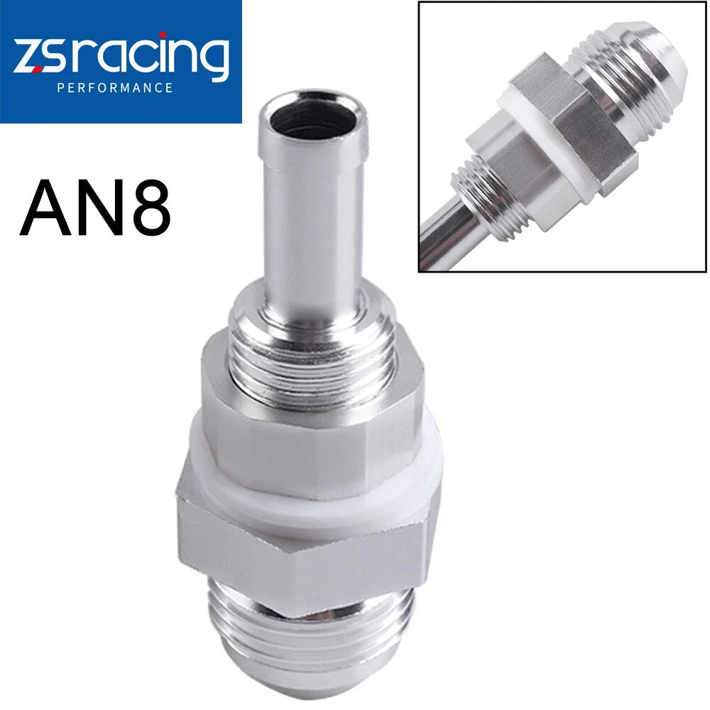 3/8 Hose Barb Fuel Tank Fitting with AN8 Male Flare Bulkhead