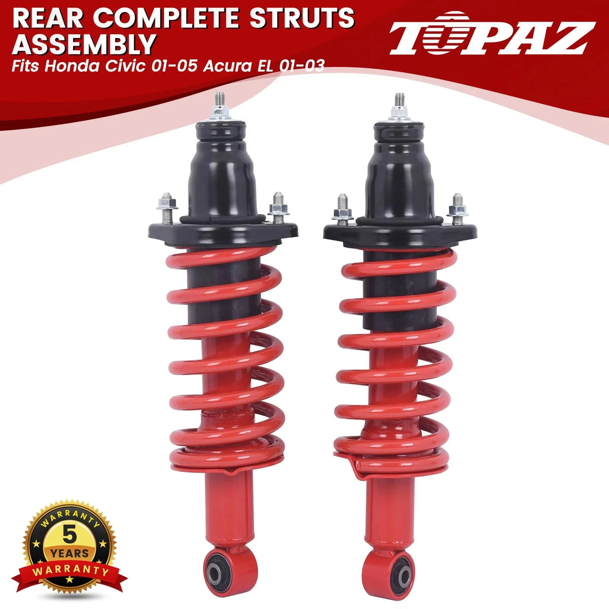 Complete Rear Shock Struts w/Coil Spring for Honda Civic (2001–2005)