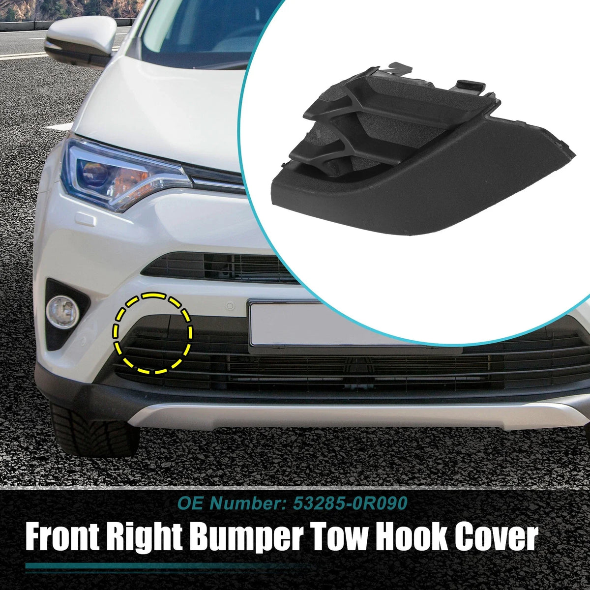 Tow Hook Cover for Toyota RAV4 SE (2016–2018) - Unpainted Black