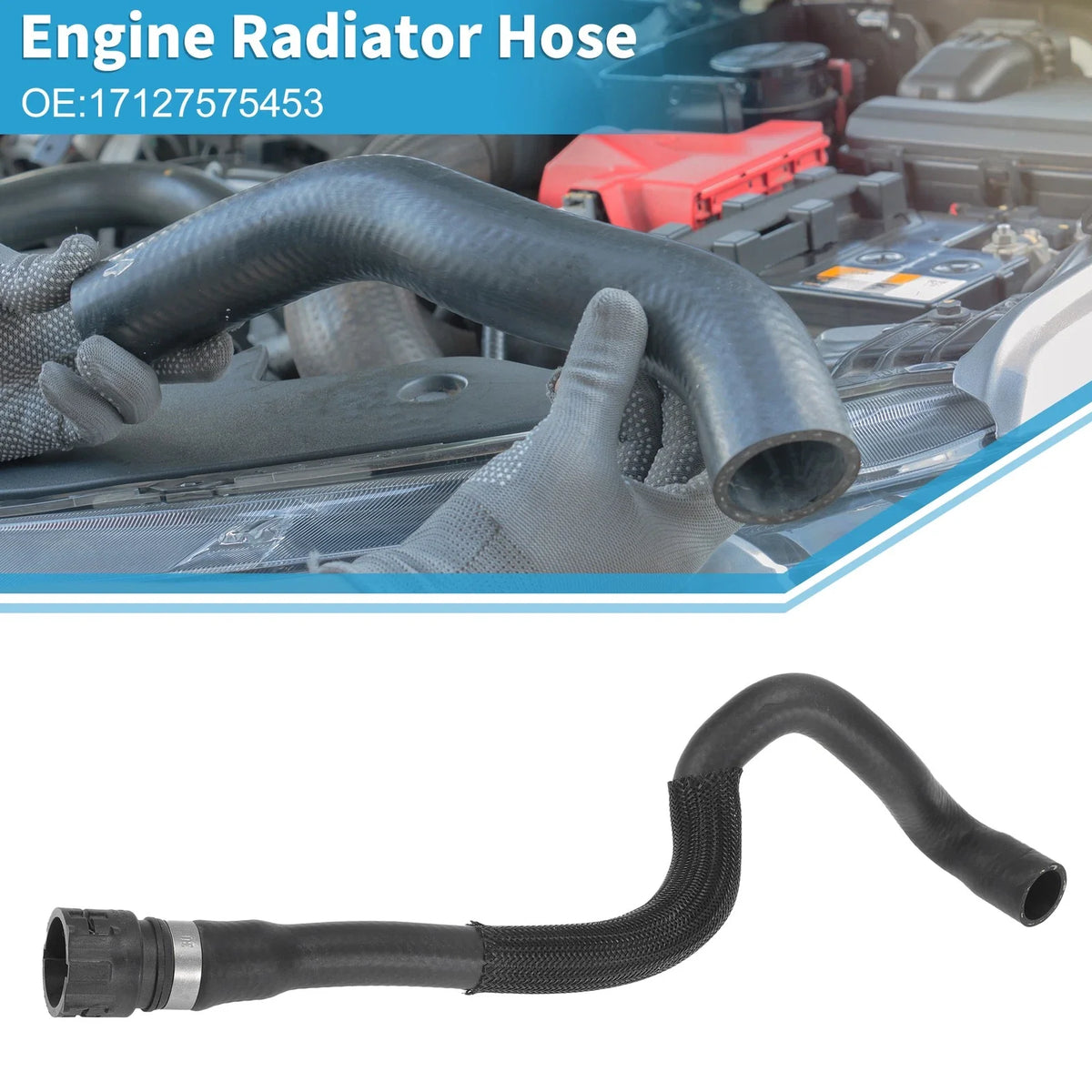 Engine Radiator Hose No. 17127575453 for BMW 550i (2011–2013) Rubber Black