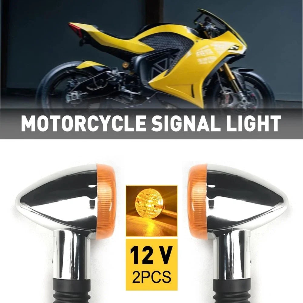 Bullet Turn Signal Light Pair for Harley Motorcycle - Chrome Finish