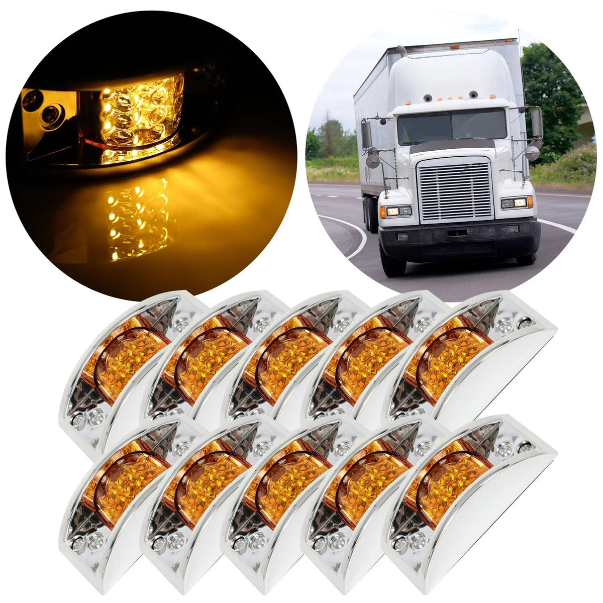 10-Pack Amber LED Side Markers for Peterbilt Pickup Lorry