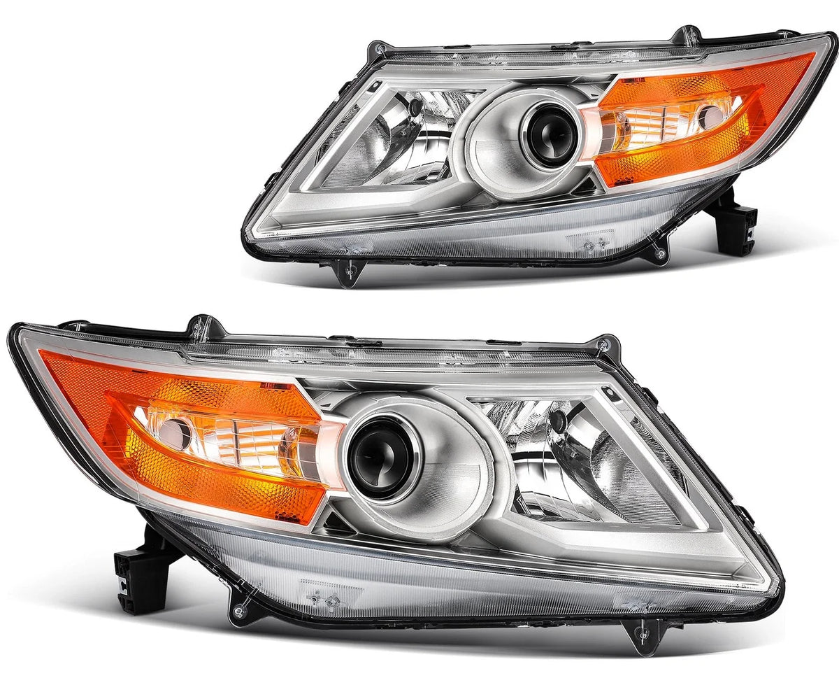 2X Halogen Chrome Headlights Assembly for Honda Odyssey (2011–2017)