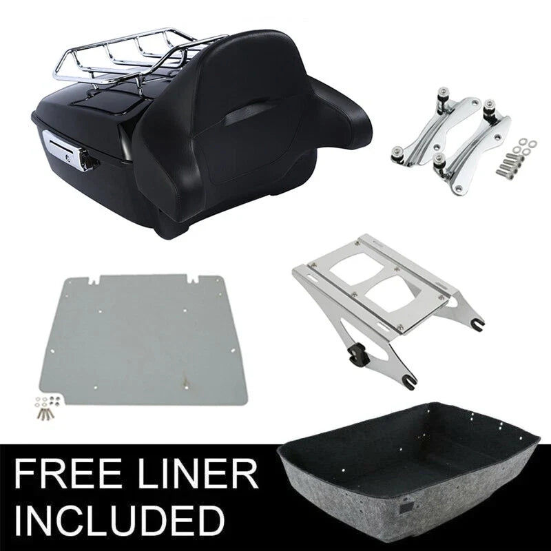 Trunk Pad Chrome Top Rack Mount for Harley Street Road Glide 2014-2026