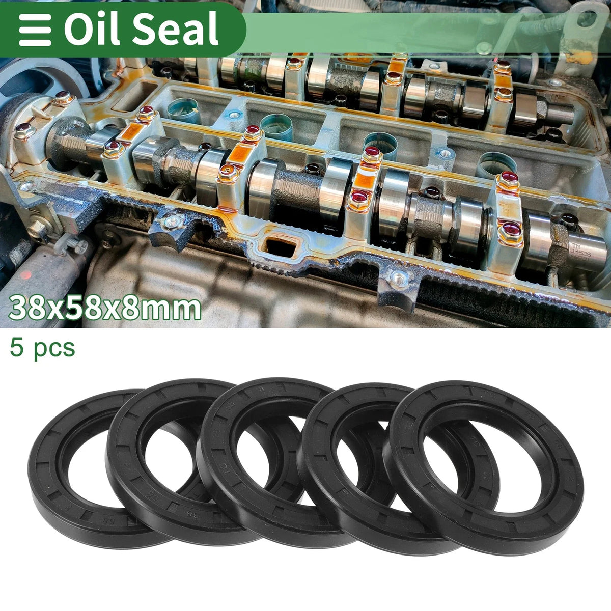 Set of 5 Oil Seal Rotary Shaft Seal NBR Rubber 38x58x8mm
