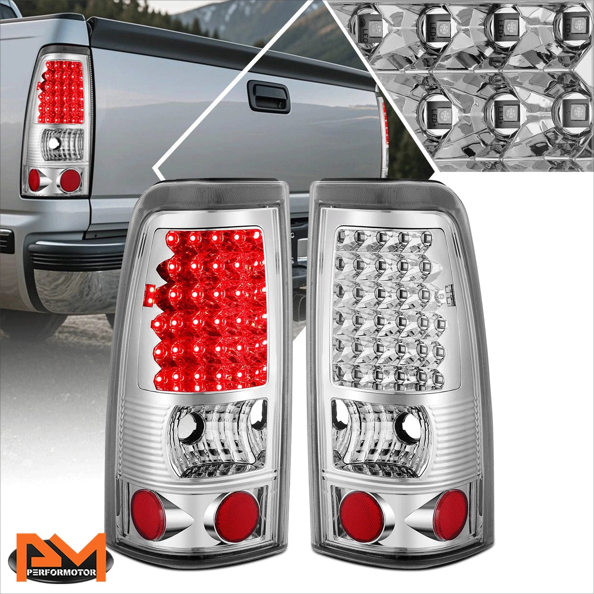 1999-2003 GMC Sierra Full LED Chrome Tail Light Stop/Brake Lamp