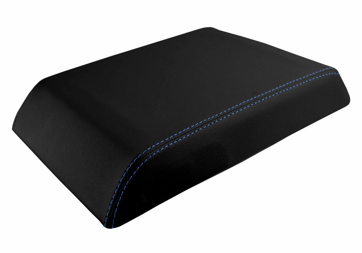 Leather Console Lid Armrest Cover for Hummer H2 (2003–2007) Blue Stitch