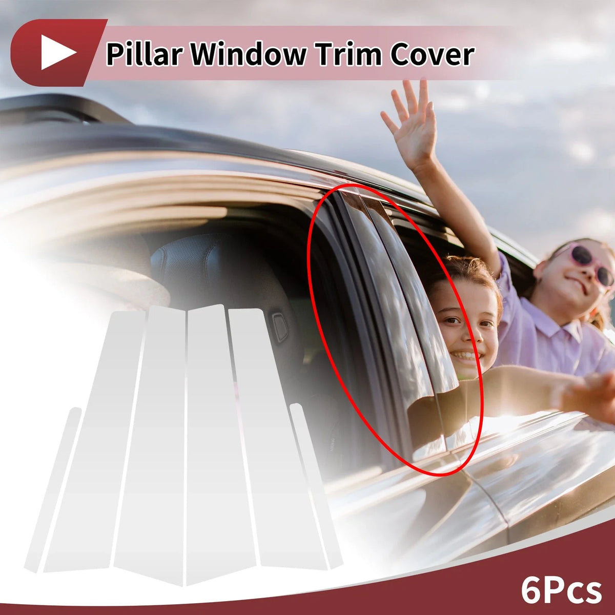 6 Pcs Door Pillar Window Trim for KIA Cerato (2014–2018) Silver Tone