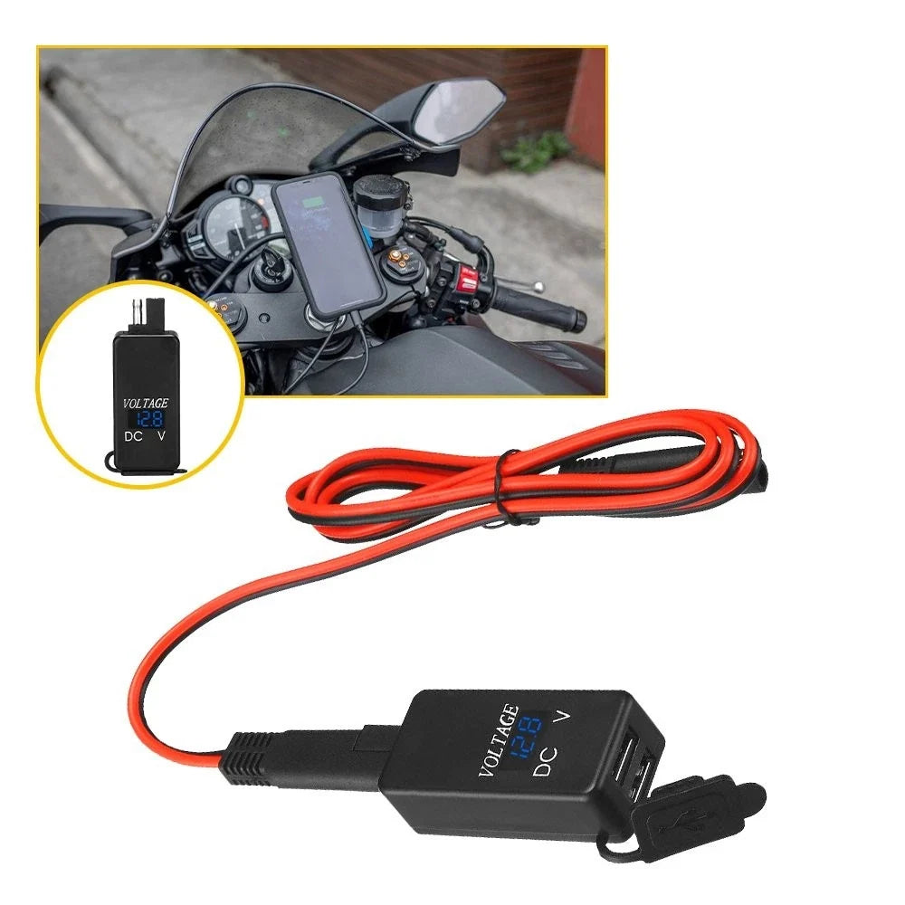 Waterproof Dual USB Fast Charger for Motorcycle (QC3.0)