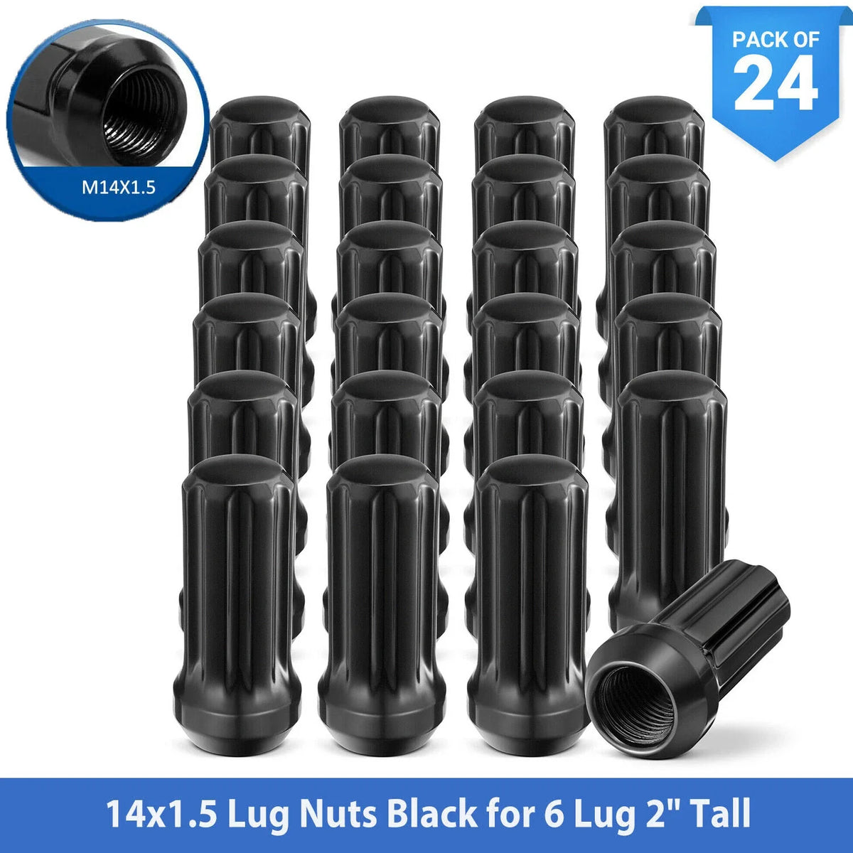 24pcs Wheel Spline Lug Nuts for 8 Lug Aftermarket Wheels