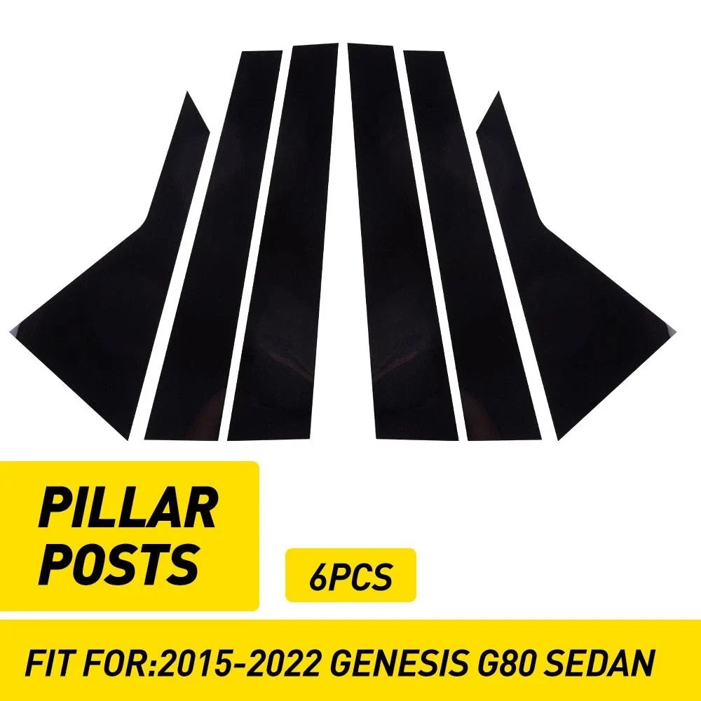 Set of 6 Pillar Post Covers for Hyundai Genesis G80 (2015–2022) Glossy EXV