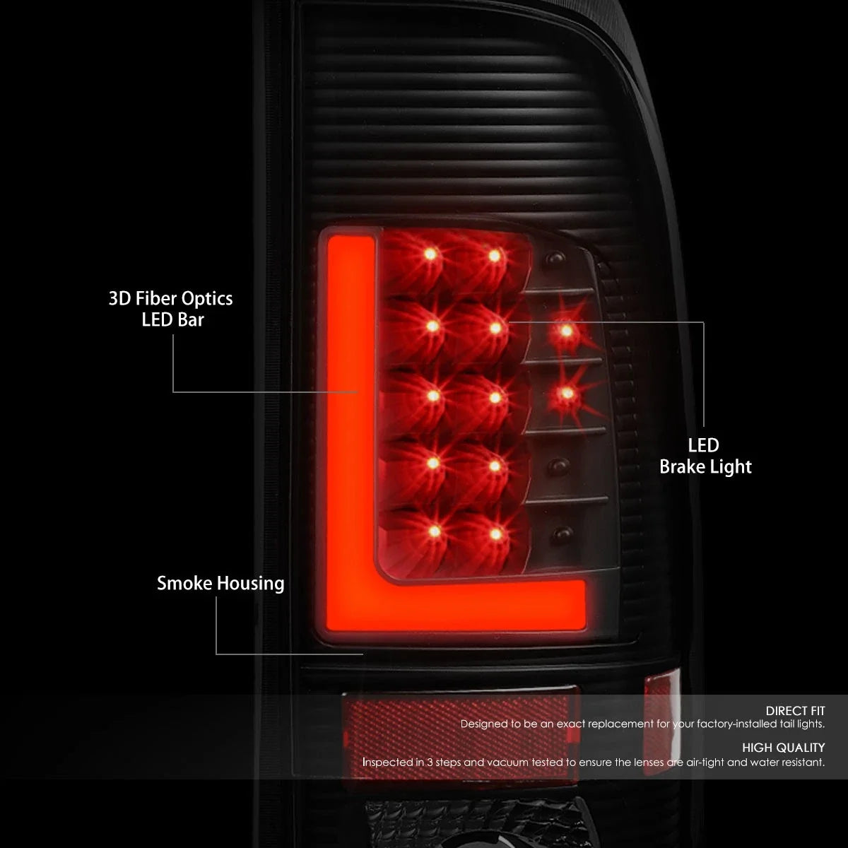 LED L-Bar Tail Brake Light Lamp for Ford F250 F350 Super Duty (2008–2016)