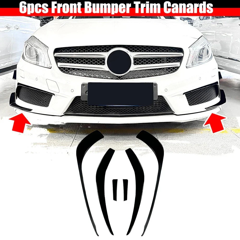 Front Bumper Side Splitters Canards for A-Class Mercedes-Benz 2013-2015