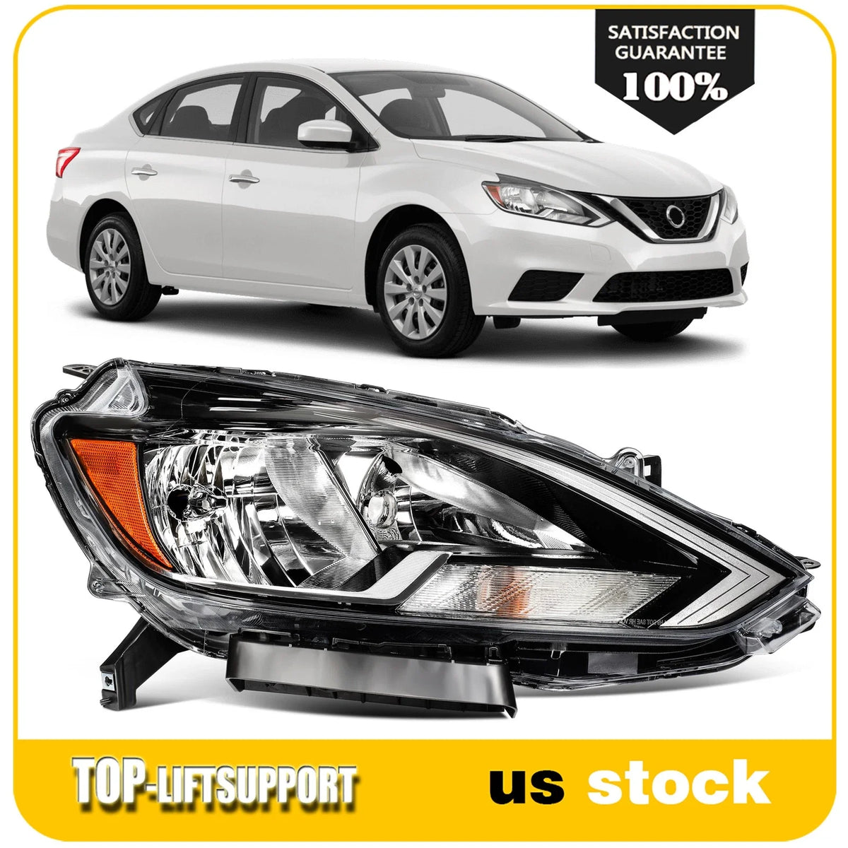 Passenger Side Headlight Assembly for Nissan Sentra (2016–2019)