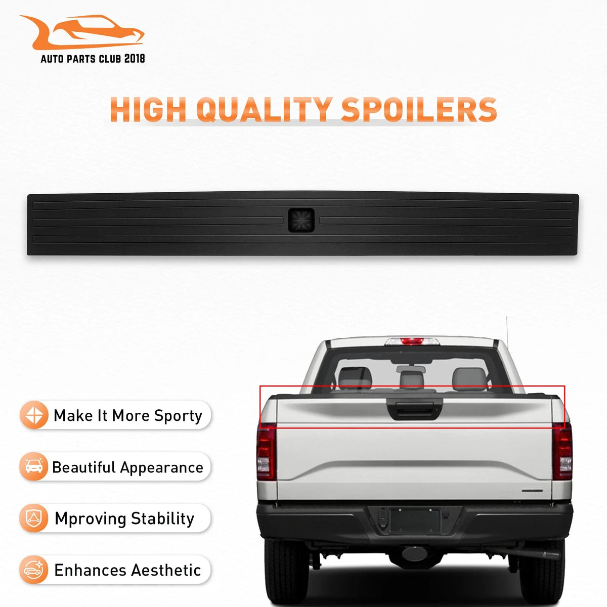 Tailgate Moulding for Ford F150 (2015–2019) with Flexible Step