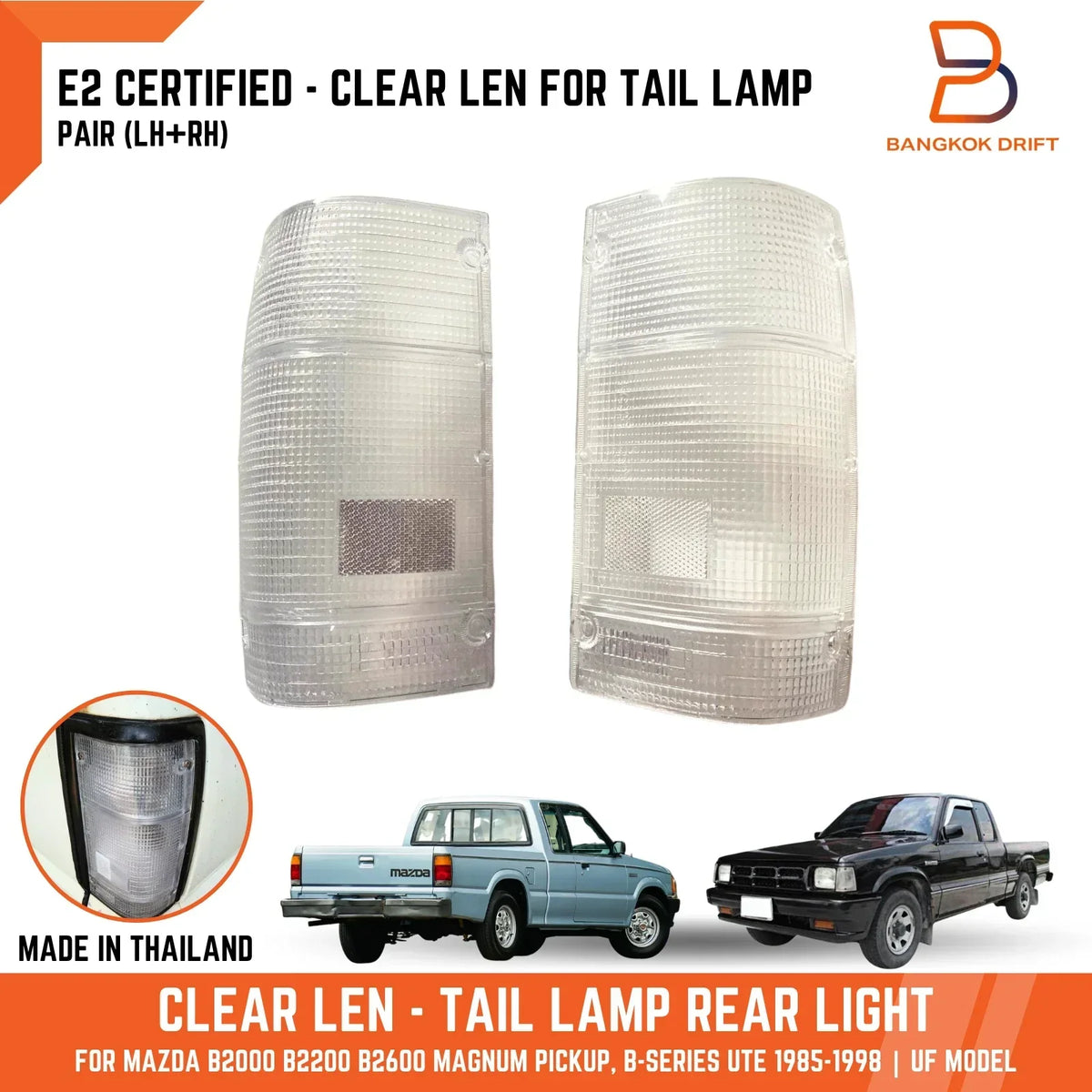 Tail Light Pair with Clear Lens for Mazda B-Series Ute UF 85-98