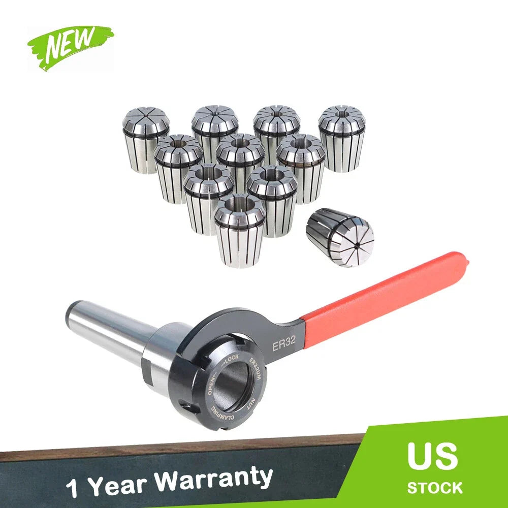 11Pcs ER32 Spring Collet Set for Milling Machine (MT3 Shank)